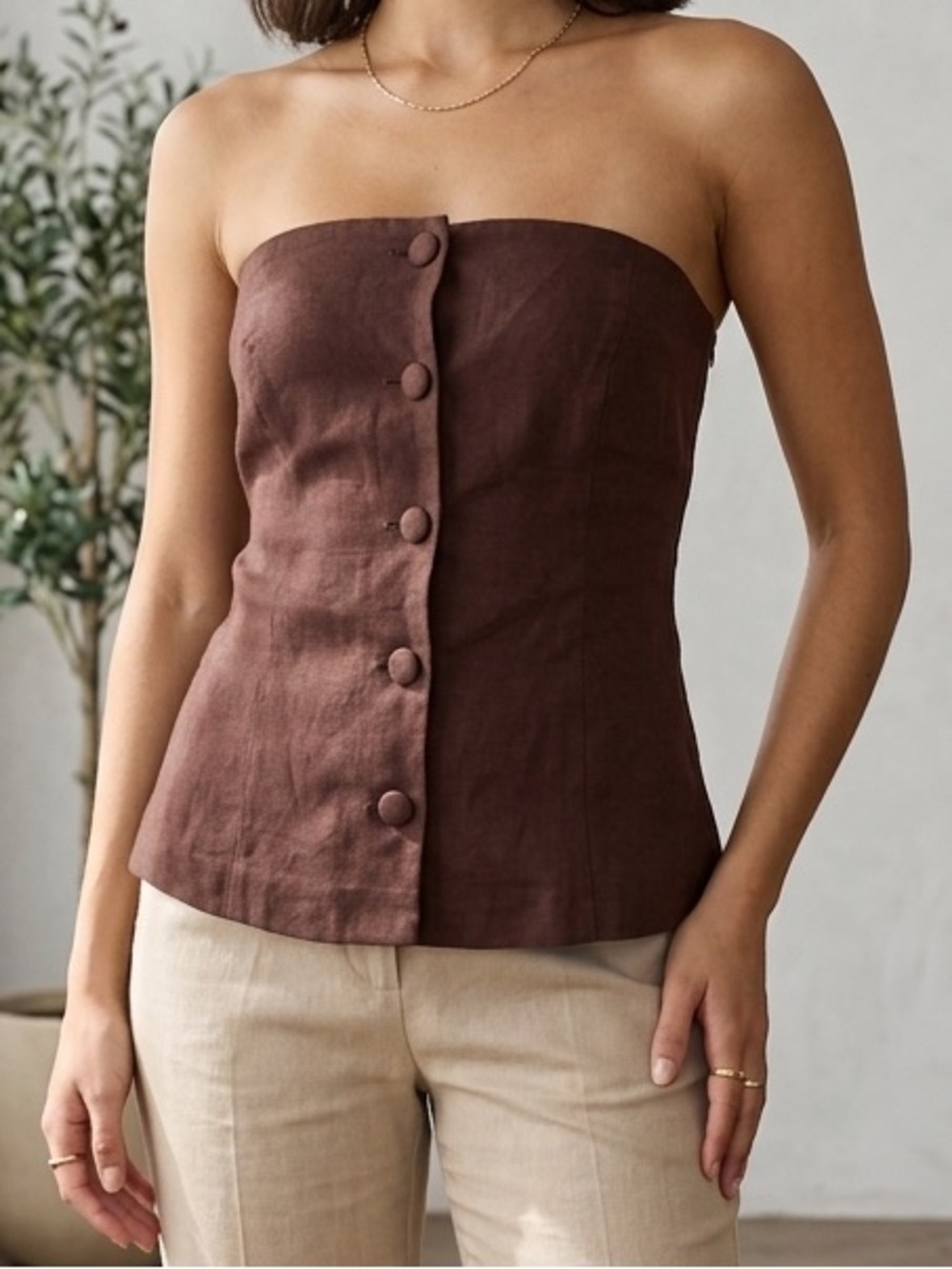 BAILEY 44 Strapless Linen  Top
